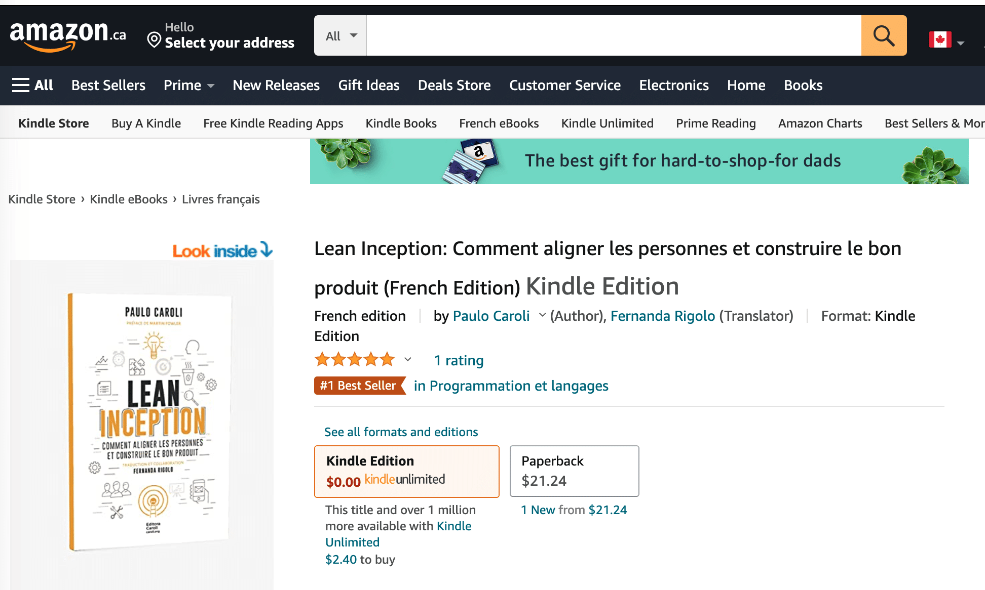 Lean Inception edición francesa es un best seller en Amazon
